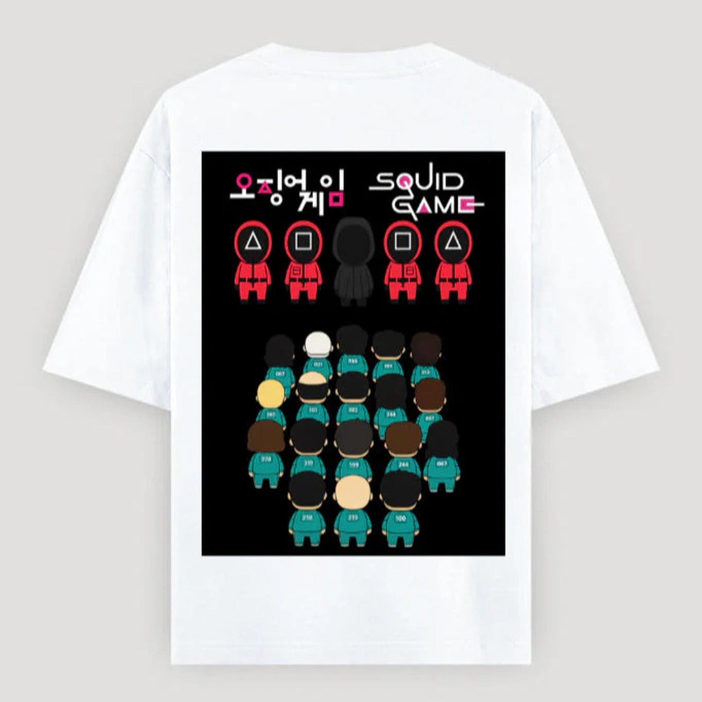 White t-shirt with Squid Game graphic By OFF THE RACK
