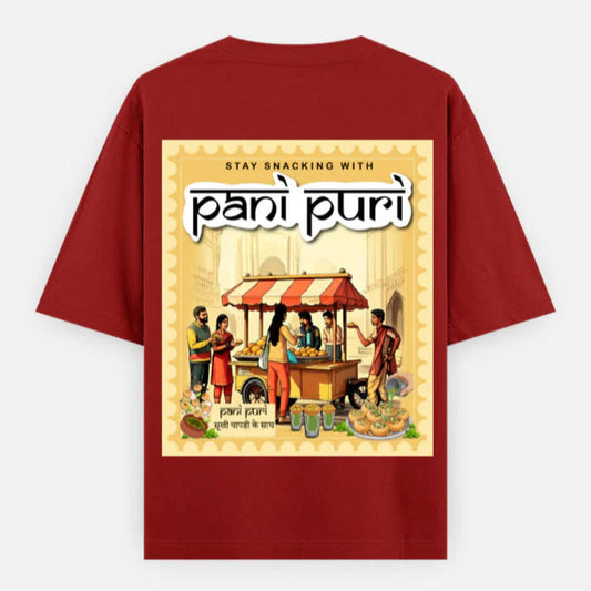 Back of panipuri red oversized tshirt By OFF THE RACK