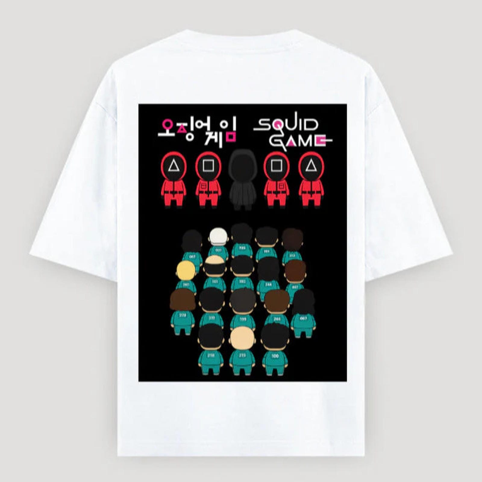 White t-shirt with Squid Game graphic By OFF THE RACK
