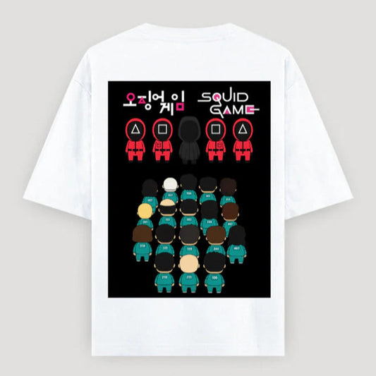 White t-shirt with Squid Game graphic By OFF THE RACK